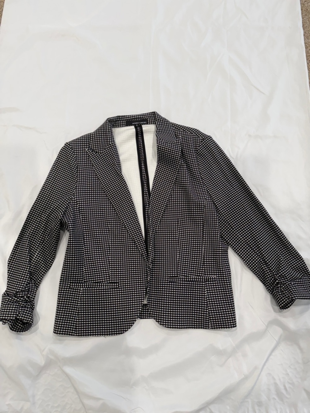 Amanda & Chelsea Black & White Houndstooth Women's Blazer Jacket—XL